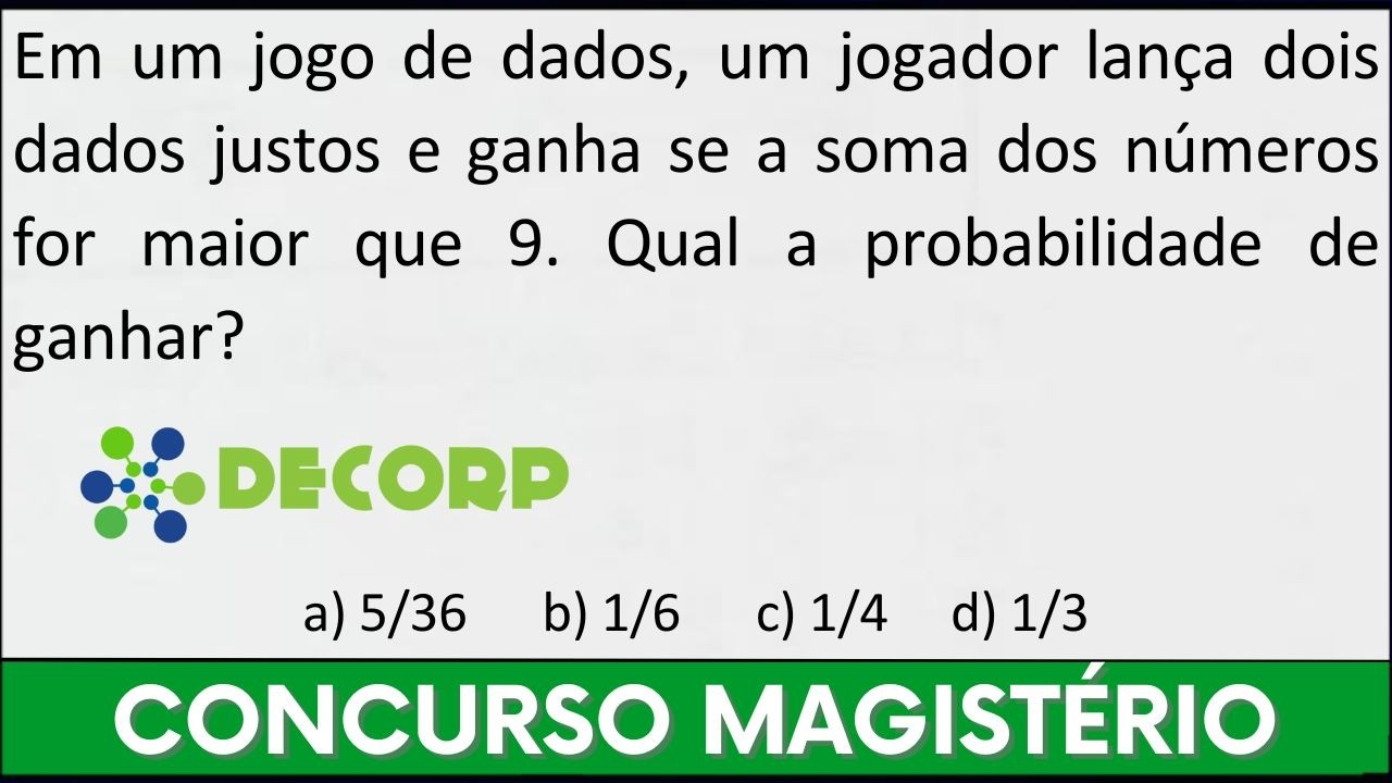 Fa&ccedil;a PROBABILIDADE em 1 minuto na Prova da Banca Decorp