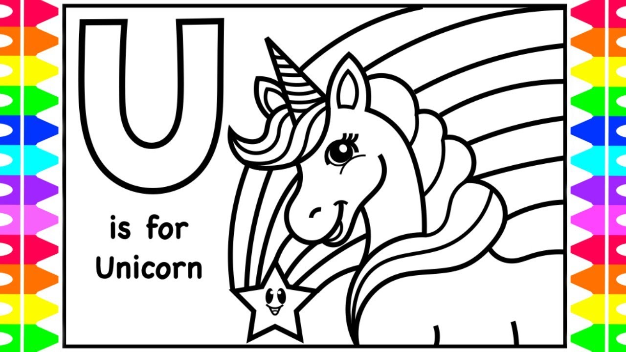 ABC Coloring | U is for UNICORN | UNICORN How to Coloring Page for Kids Children Learning Colors