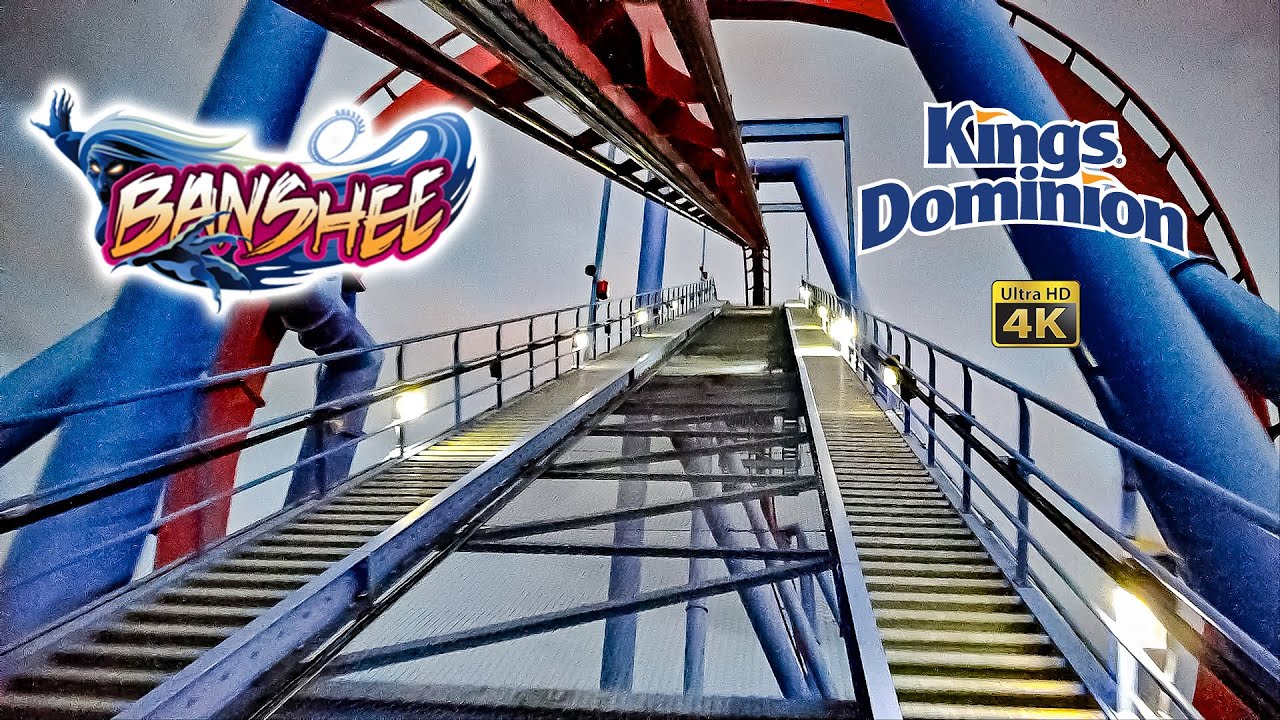May 2024 Banshee Roller Coaster at Sunset  On Ride Front Seat 4K POV Kings Island