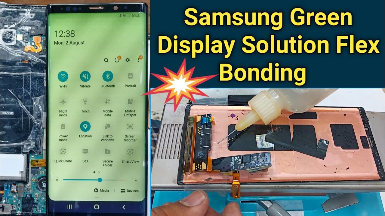 Samsung Edge Screen Green Display Solution Flex Bonding||Samsung Note9 Green Shadow Lcd flex Replace