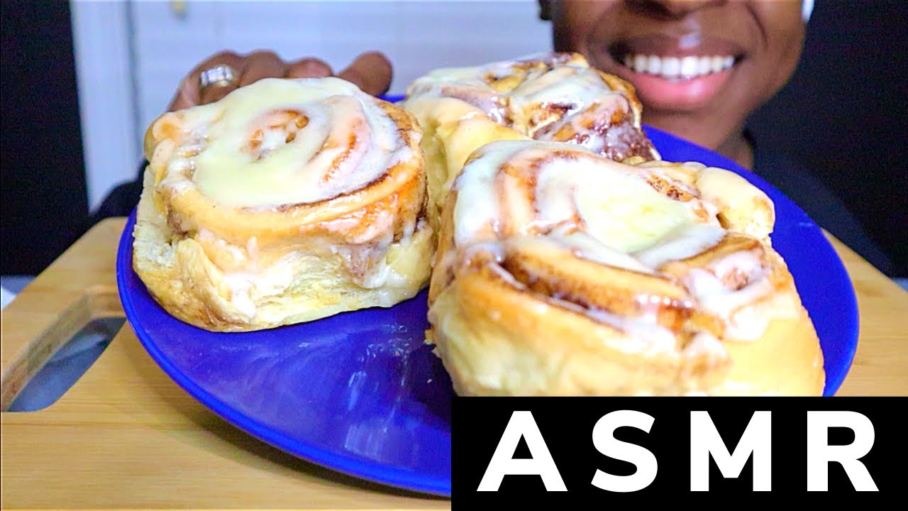 POPULAR ASMR: CINNAMON ROLLS ASMR (No Talking) EATING SOUNDS