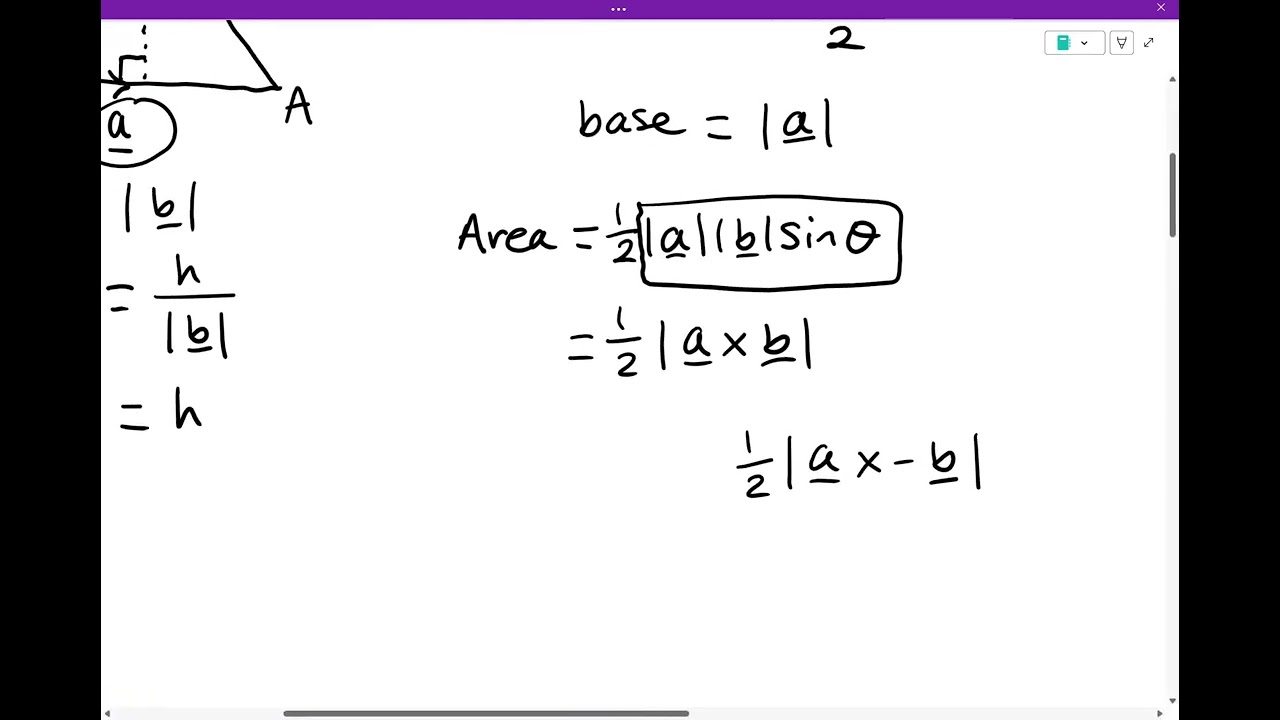 OCR Further Maths A-Level Additional Pure: Vector Product Area of a Triangle Formula