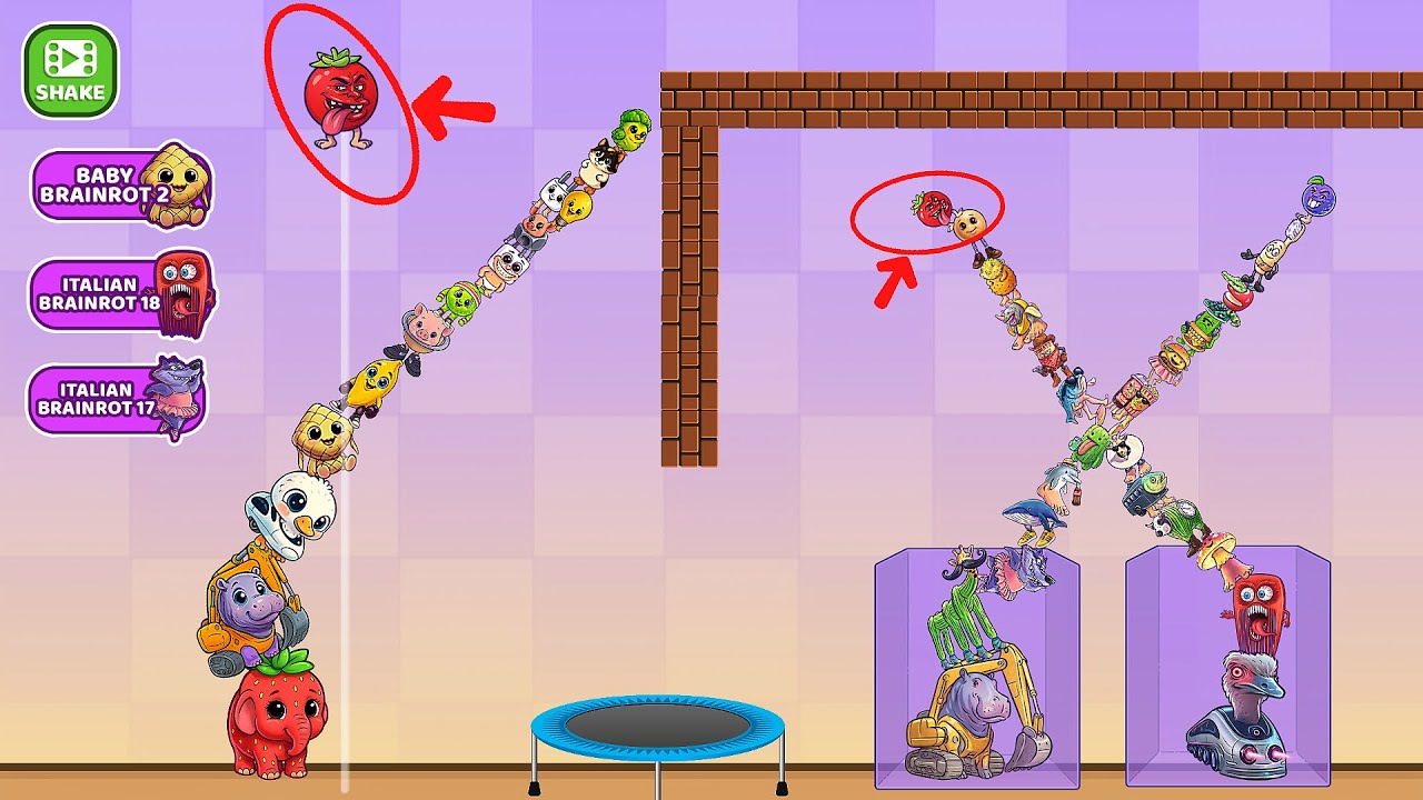 Merge Fellas Trampoline Challenge Mode Brainrot Baby 2, Brainrot 17 & Brainrot 18 | Italian Brainrot