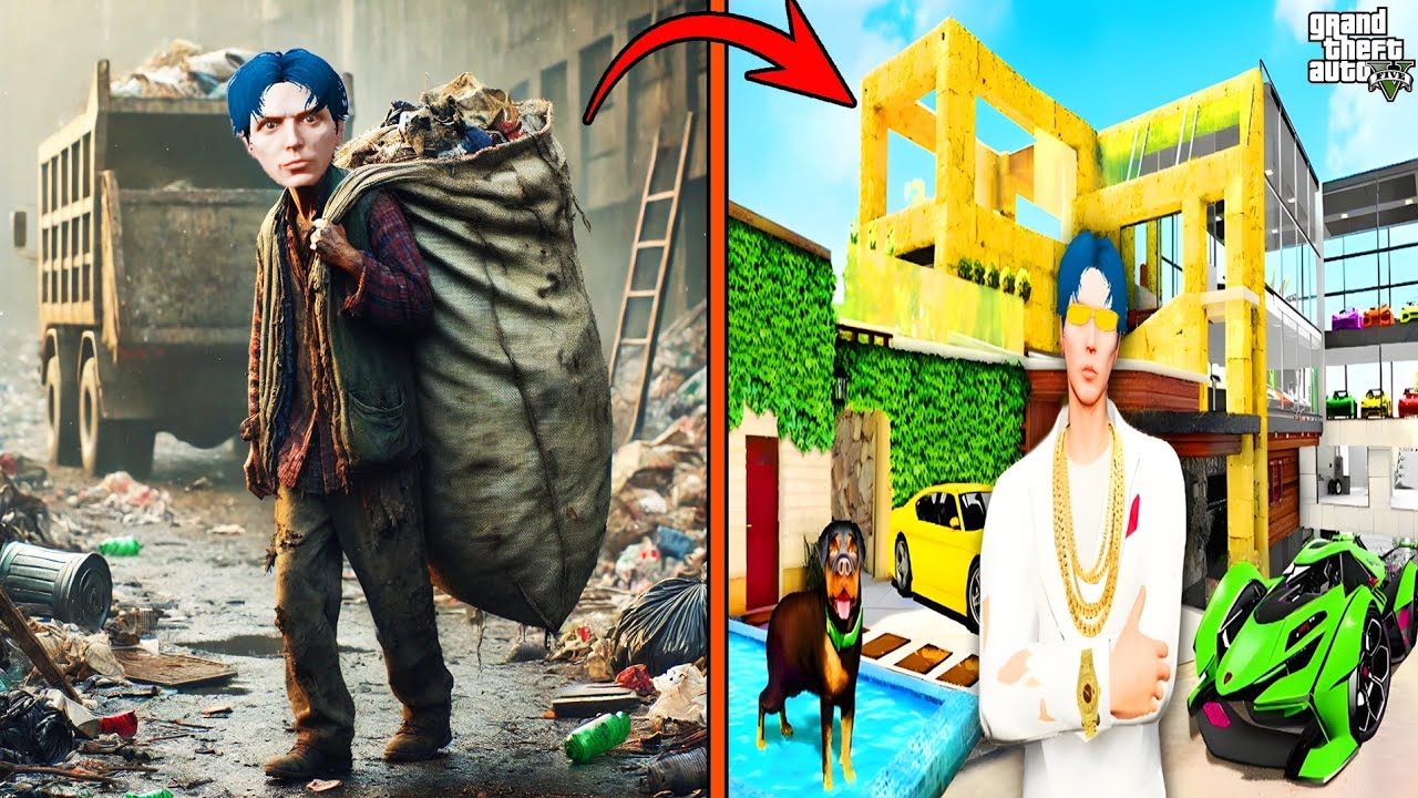 အမှိုက်ကောက်သမားဘဝမှ ကမ္ဘာ့အချမ်းသာဆုံးသူဌေးကြီးဖြစ်သွားတဲ့ဘရိုအယ်လ်ဝင်/From Poor to Rich in GTA V