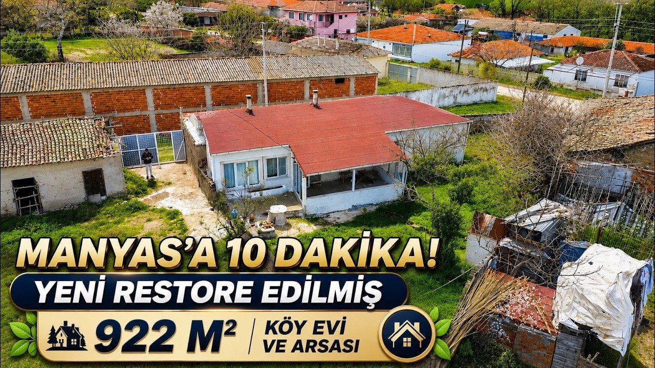 2353- MANYAS'A 10 DK MESAFEDE YENİ RESTORE EDİLMİŞ 922 M² KÖY EVİ VE ARSASI