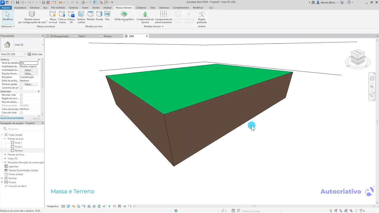 Massa e Terreno no Revit 2024 - Autocriativo