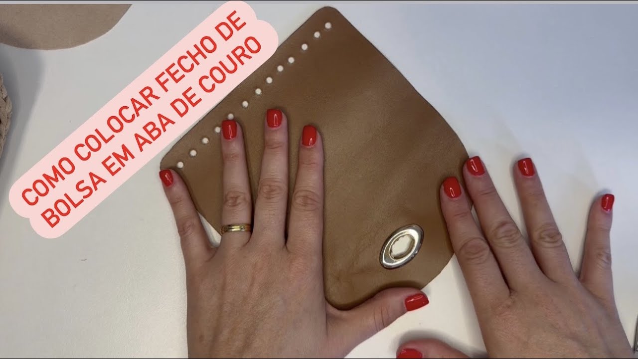 Como colocar FECHO de bolsa em Aba de couro