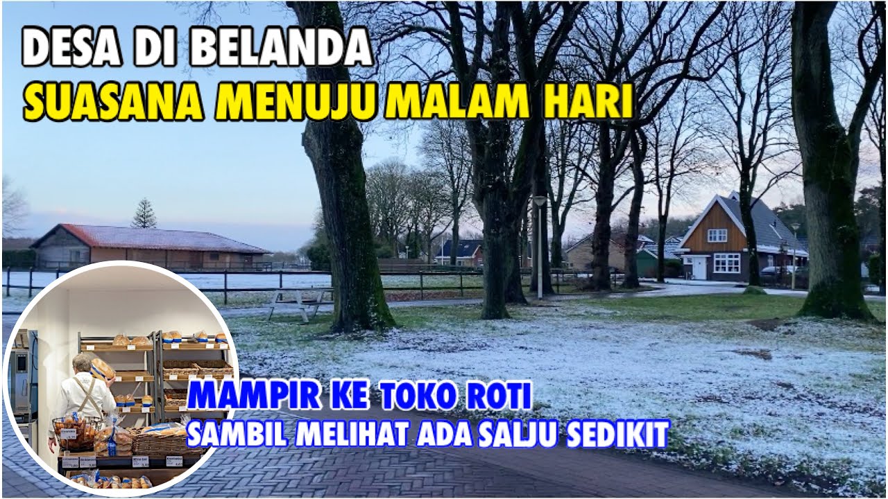 PERGI KE TOKO ROTI SAMBIL MELIHAT SALJU | SUASANA SORE DI DESA BELANDA