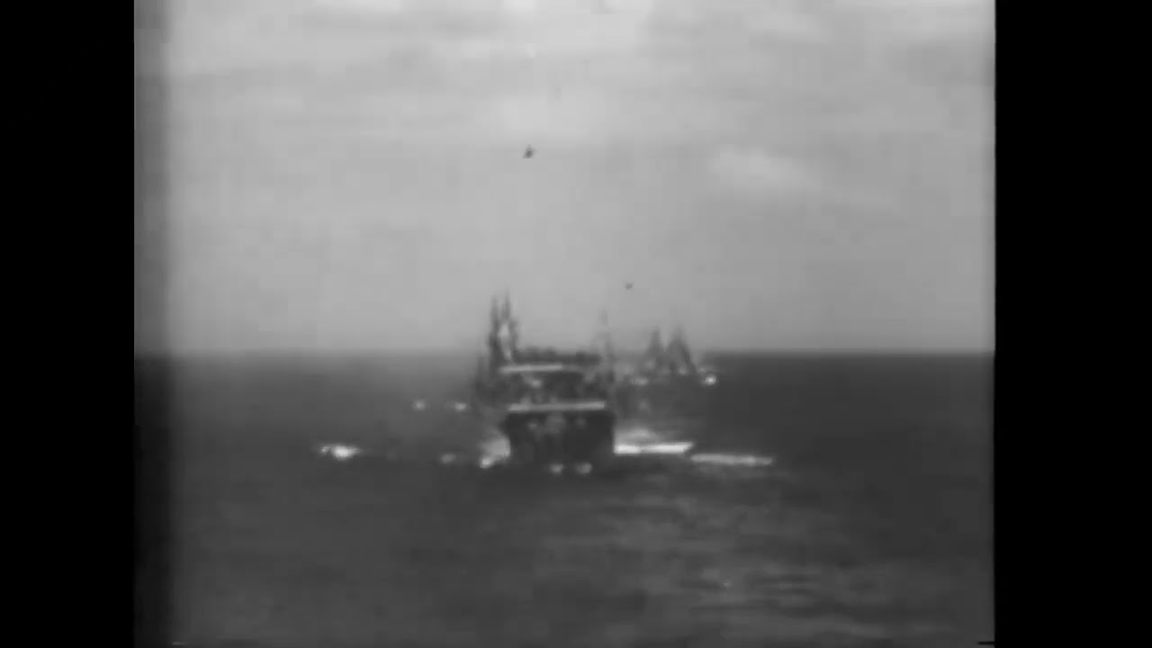 Footage of TG 38.3 conducting AA exercises and fleet maneuvers before entering Ulithi Atoll-12/1944