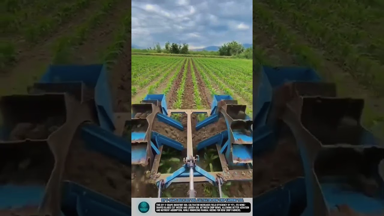 DIY V shape duckfoot soil cultivator row crop farming tool