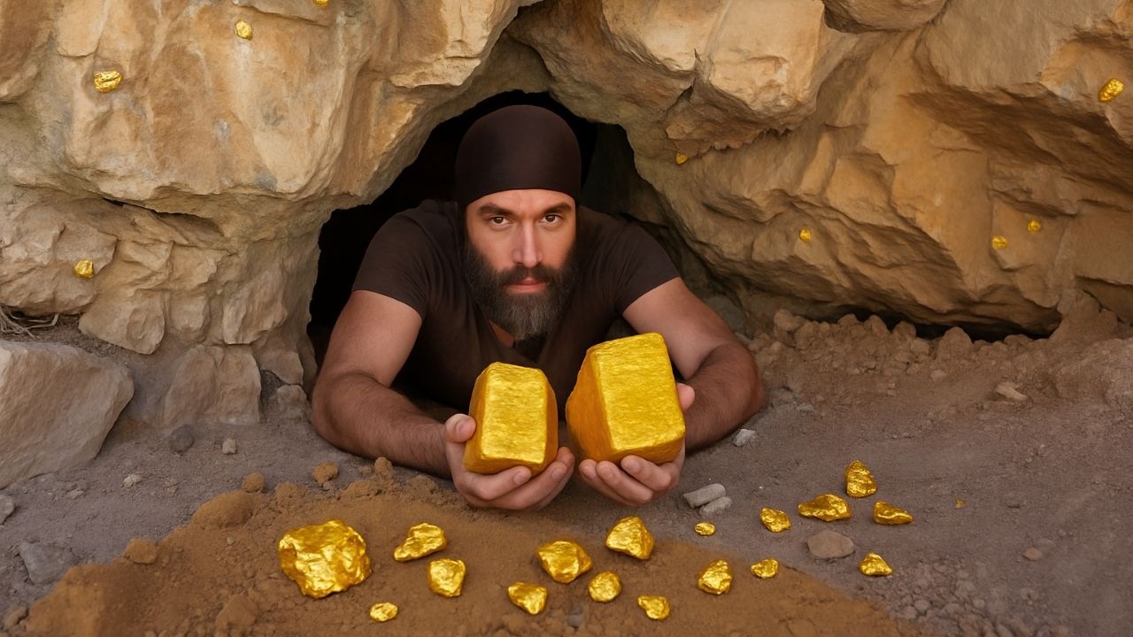 I Found a Gold Mine and Melted the Gold Using Primitive Methods.