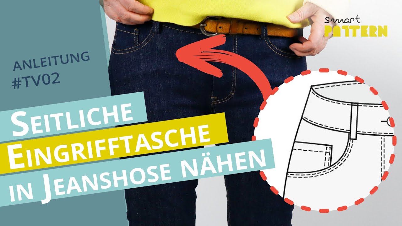 Seitliche Eingrifftasche an Jeanshose selber n&auml;hen | DIY Anleitung #TV02