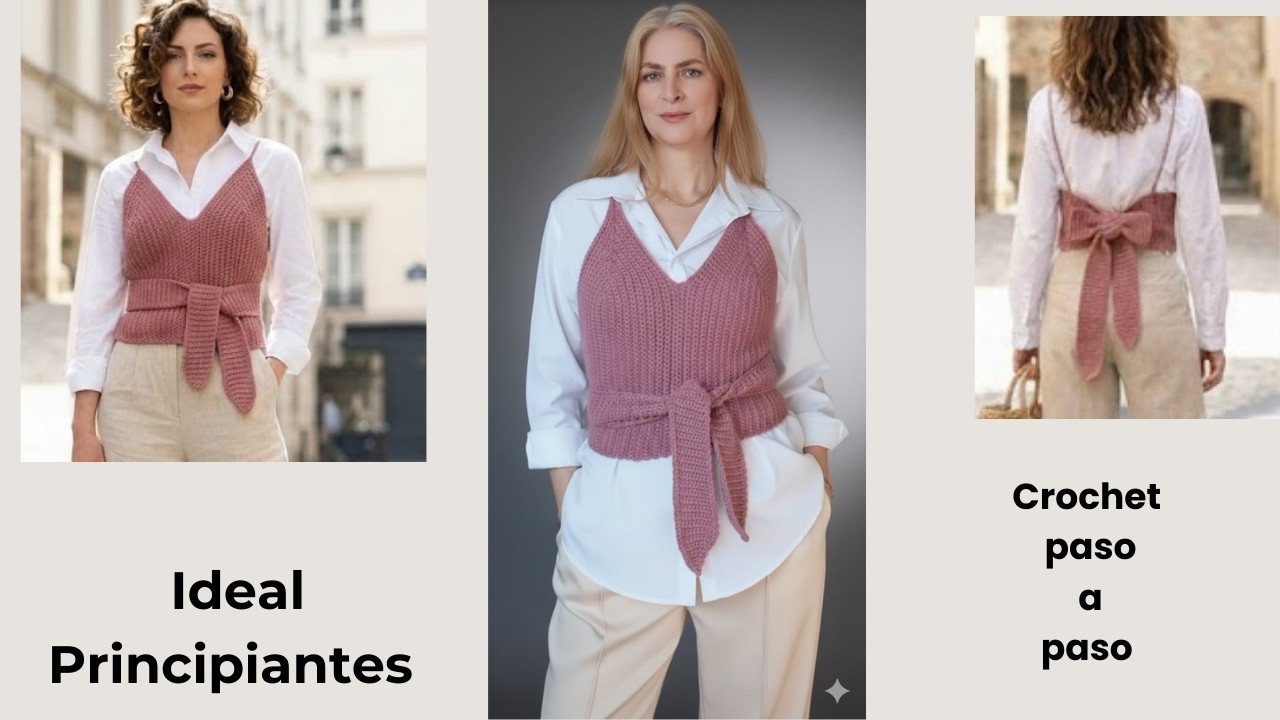 Вязаный крючком топ-жилет: 3 способа, пошаговая инструкция