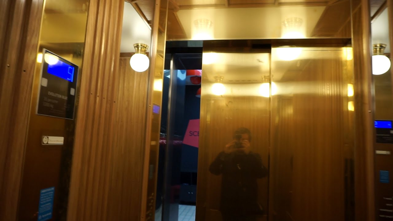 Exquisite cab! 2017 ThyssenKrupp Evolution Blue traction elevator @ Det Norske Teatret, Oslo, Norway