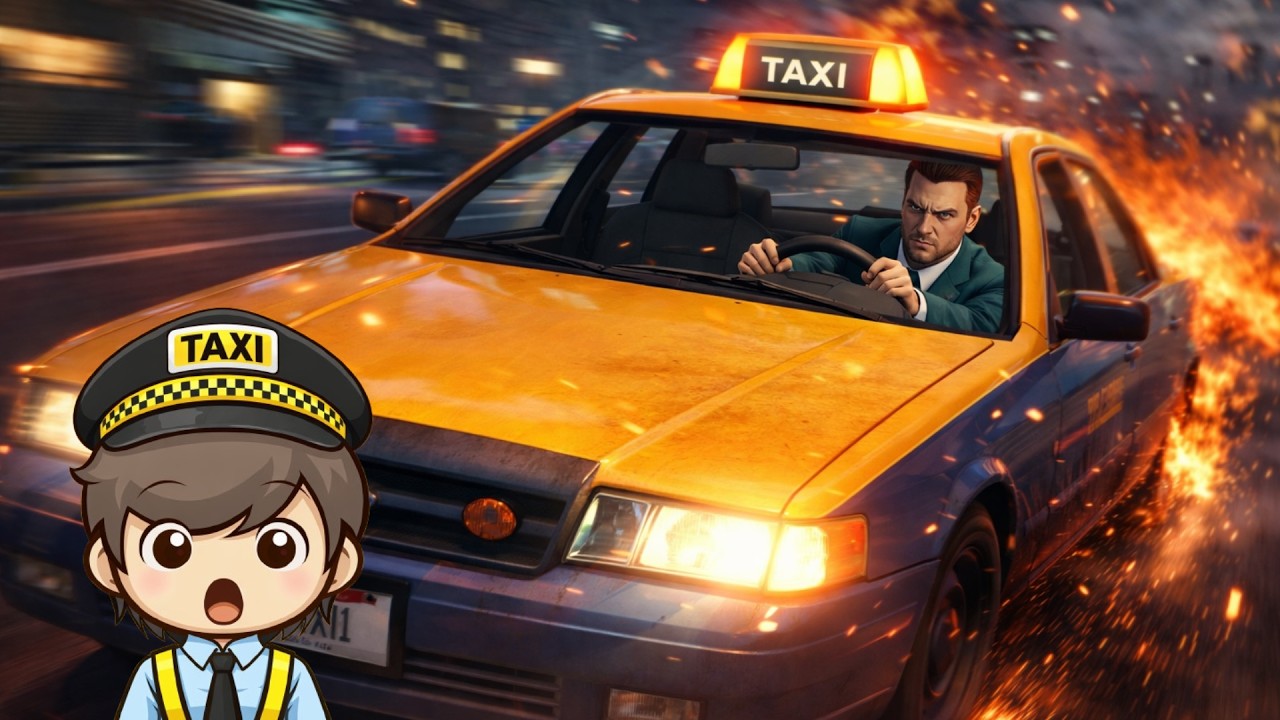 Mi primer dia siendo taxista en GTA 5 *Acabo con el coche casi en llamas*
