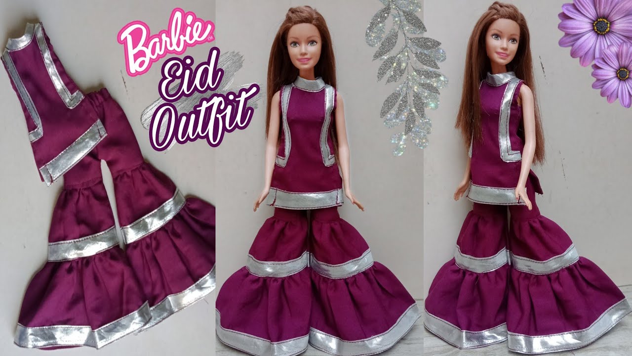 How to make tiered sharara & short kurti for Barbie doll |Diy Eid outfit||A-Doll designer❤️