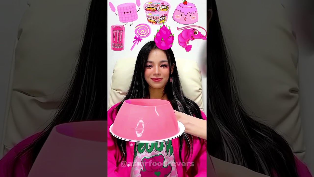 Random Pink Food MUKBANG🦑 03 REVERSED #cure #shorts