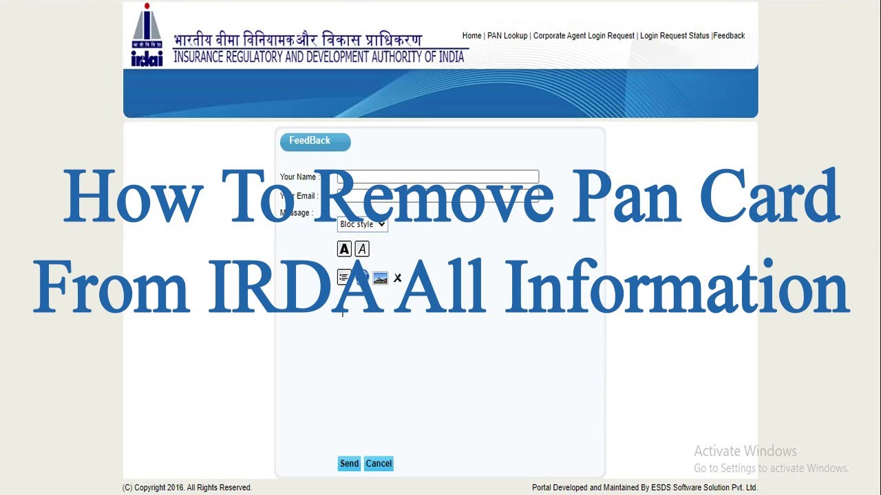 How To Remove Pan Card From IRDA All Information