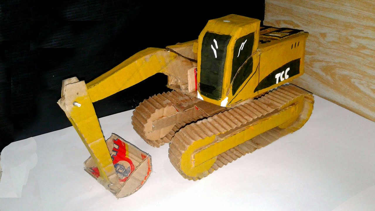 Como hacer una excavadora de Cartón(Todo con cartón)