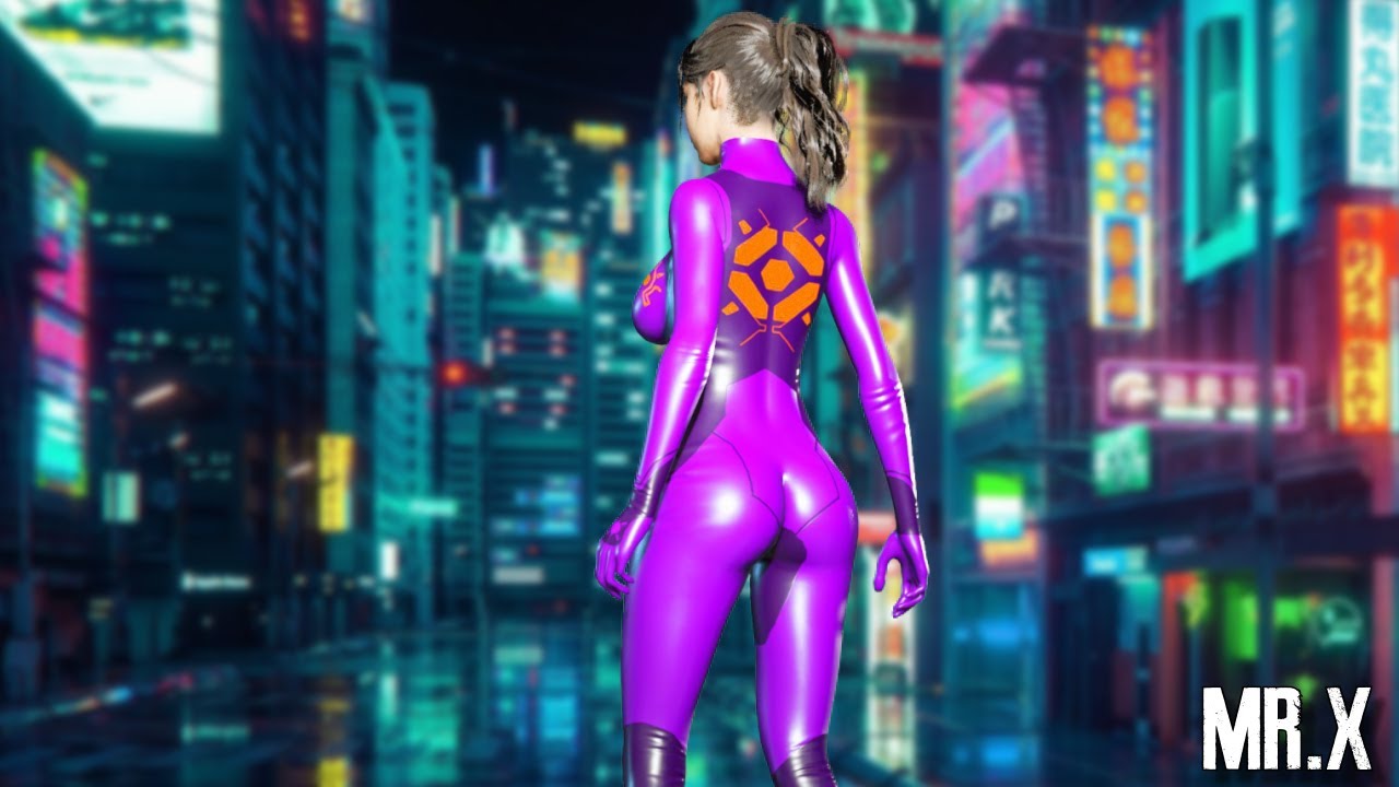 Resident Evil 3 Remake Claire with Samus Suit Purple Edition Gameplay PC Mod