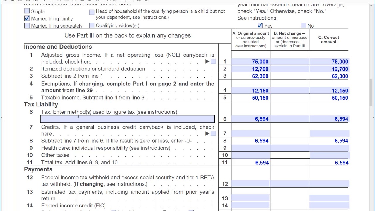 How to fill out Form 1040X, Amended Tax Return