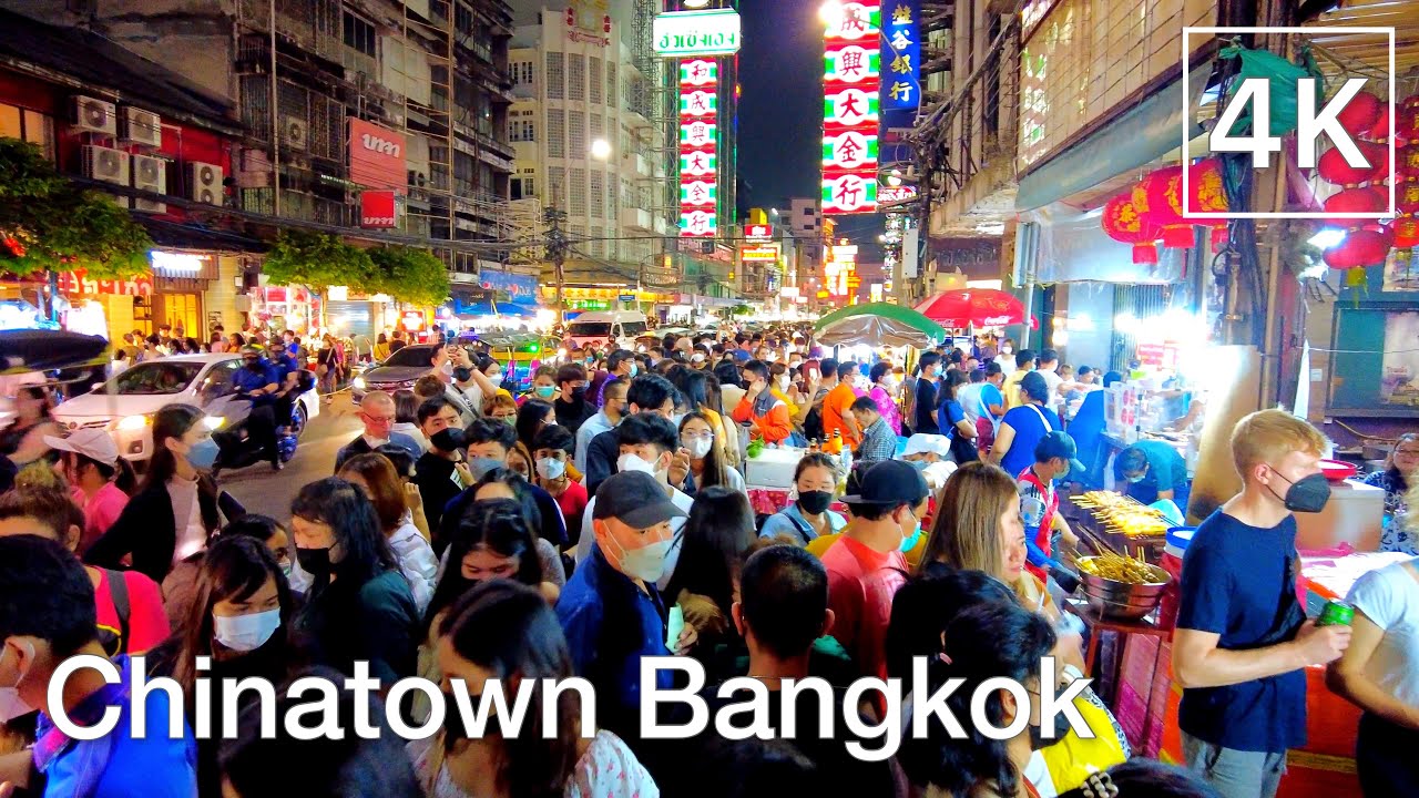 Chinatown Bangkok, Yaowarat Road | Street Food & Night Market - 4K Walking Tour | Thailand (2022)
