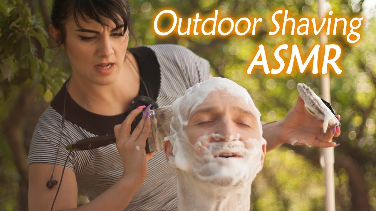 Woman Shaves a Man ASMR | Outdoor | Special Microphones