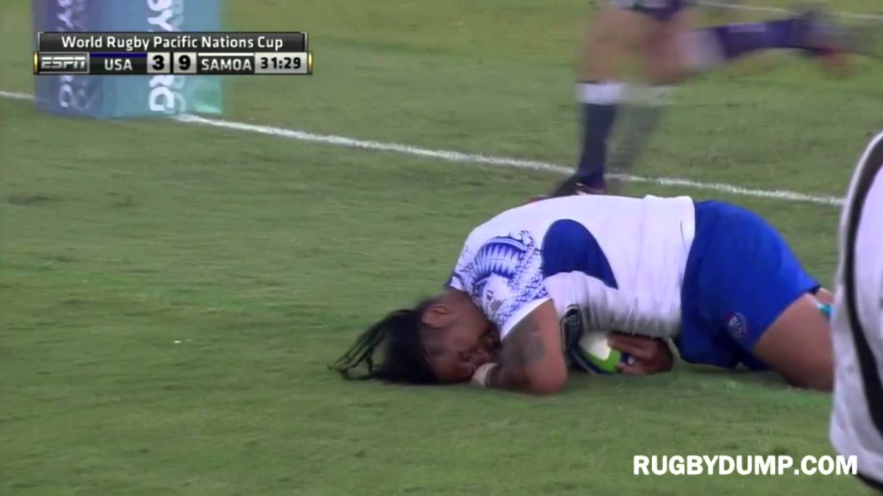 Alesana Tuilagi try vs USA after great Ahsee Tuala stepping
