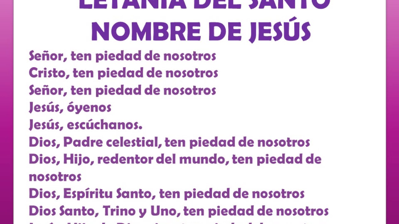 LETAN&Iacute;A SANTO NOMBRE DE JES&Uacute;S