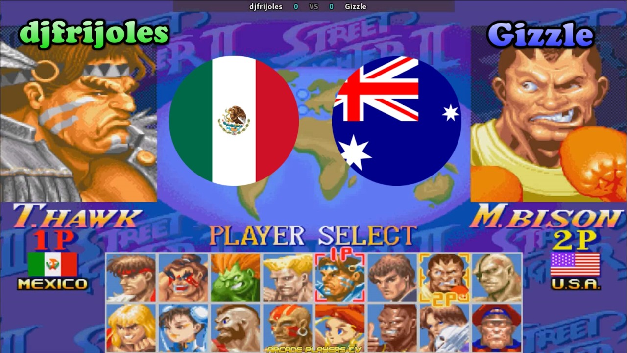 #fightcade Super Street Fighter 2 Turbo ➤ djfrijoles (Mexico) vs Gizzle (Australia) 超级街霸2X