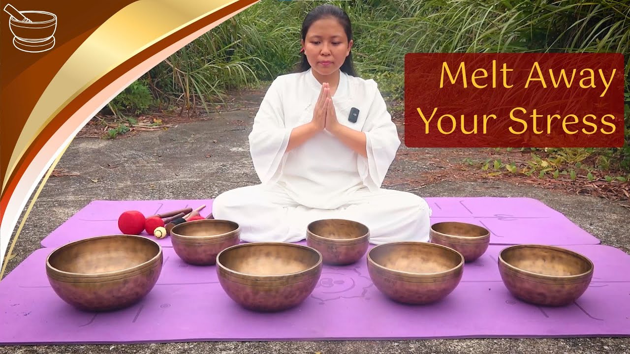Melt Away Your Stress 🕊️ Singing Bowls with Crickets and Bird Songs