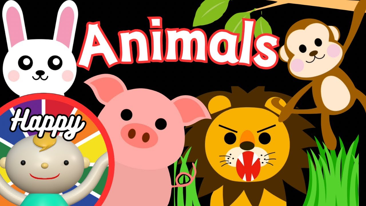 Baby Sensory.【animals】High contrast animation with cute sounds. Calm baby. 