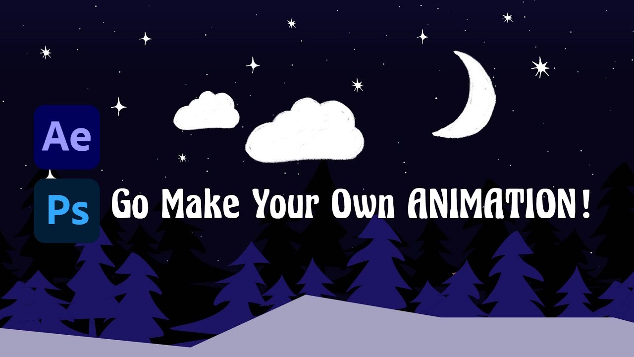 Animate a Moon,clouds & Stars in After Effects + Photoshop 🌙✨ (Beginner Tutorial)