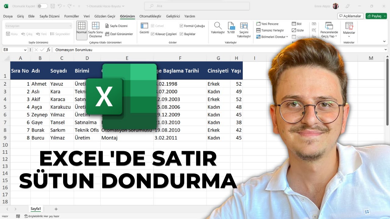 Excel'de Satır ve S&uuml;tun Sabitleme | Başlık Dondurma