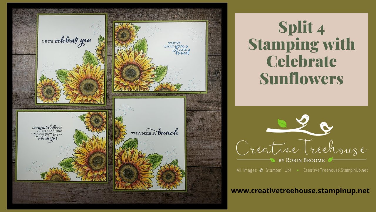 Split 4 Stamping technique using Celebrate Sunflowers
