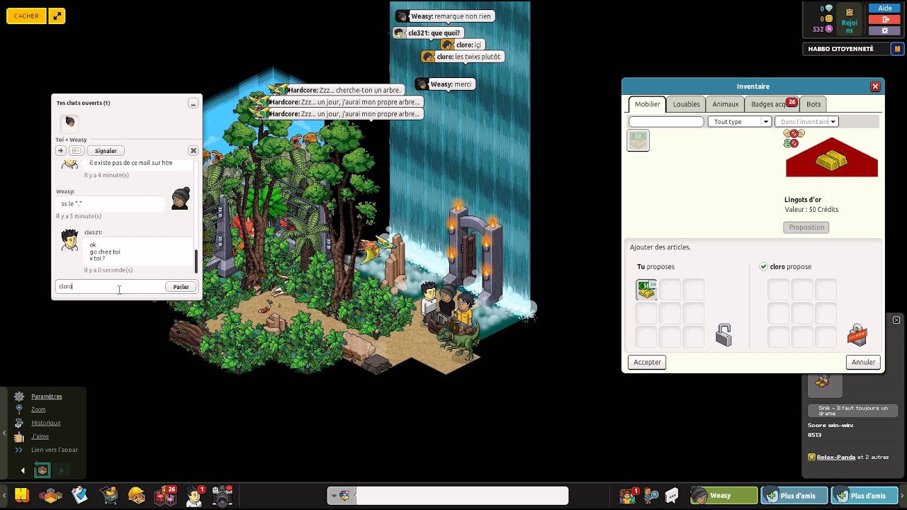 Weasy P&eacute;ta des comptes sur Habbo.fr