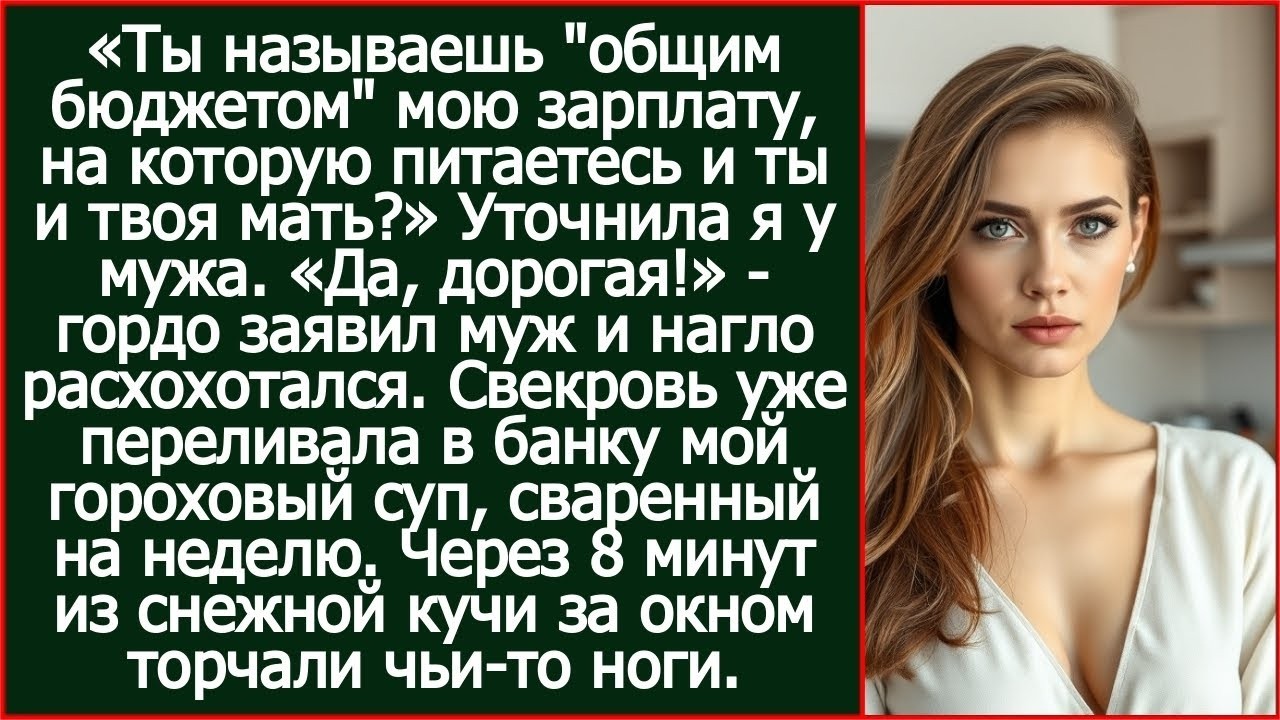 Ты называешь _общим бюджетом_ мою зарплату, на которую питаетесь и ты и твоя мать_ Уточнила я у мужа