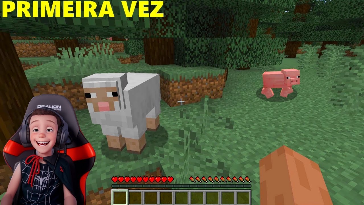 MINHA PRIMEIRA VEZ JOGANDO MINECRAFT, U DAVI GAMES JOGANDO MINECRAFT, minecraft PRIMEIRA GAMEPLAY