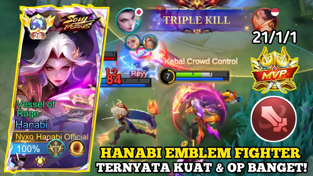 21 KILL! HANABI EMBLEM FIGHTER TERNYATA KUAT & OP BANGET - WAJIB KALIAN COBA GUYS! MLBB
