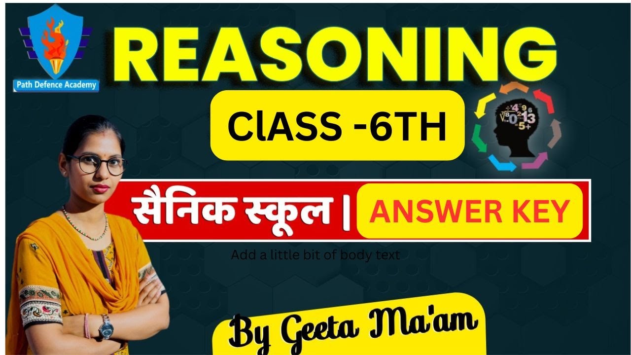 SAINIK SCHOOl ANSWER KEY 2026 # REASONING  # BY PAATH DEFENCE ACADEMY