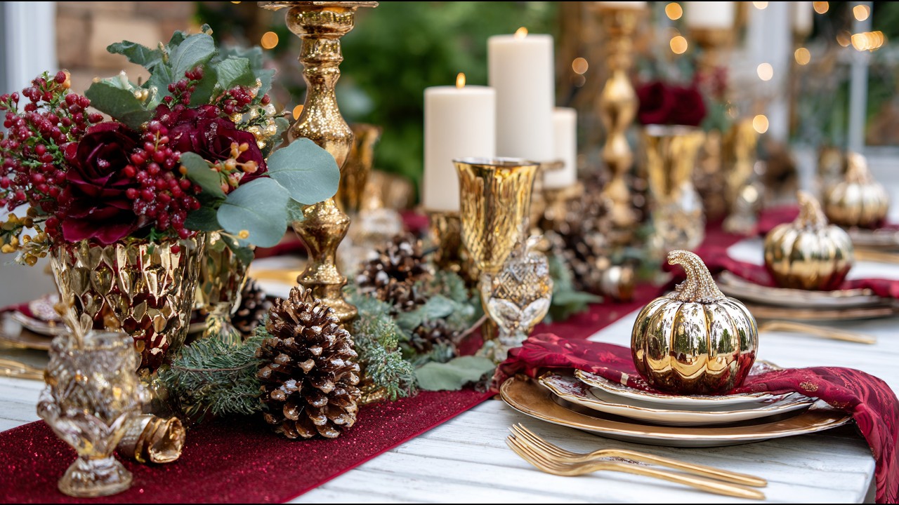 15 Luxurious Elegant Ideas: Glamorous Christmas-Inspired Fall Table Setting 2025