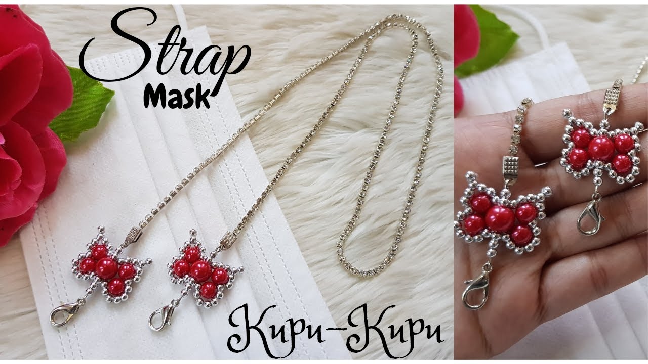 Tutorial Strap masker mutiara bentuk kupu-kupu / Diy cute mask strap