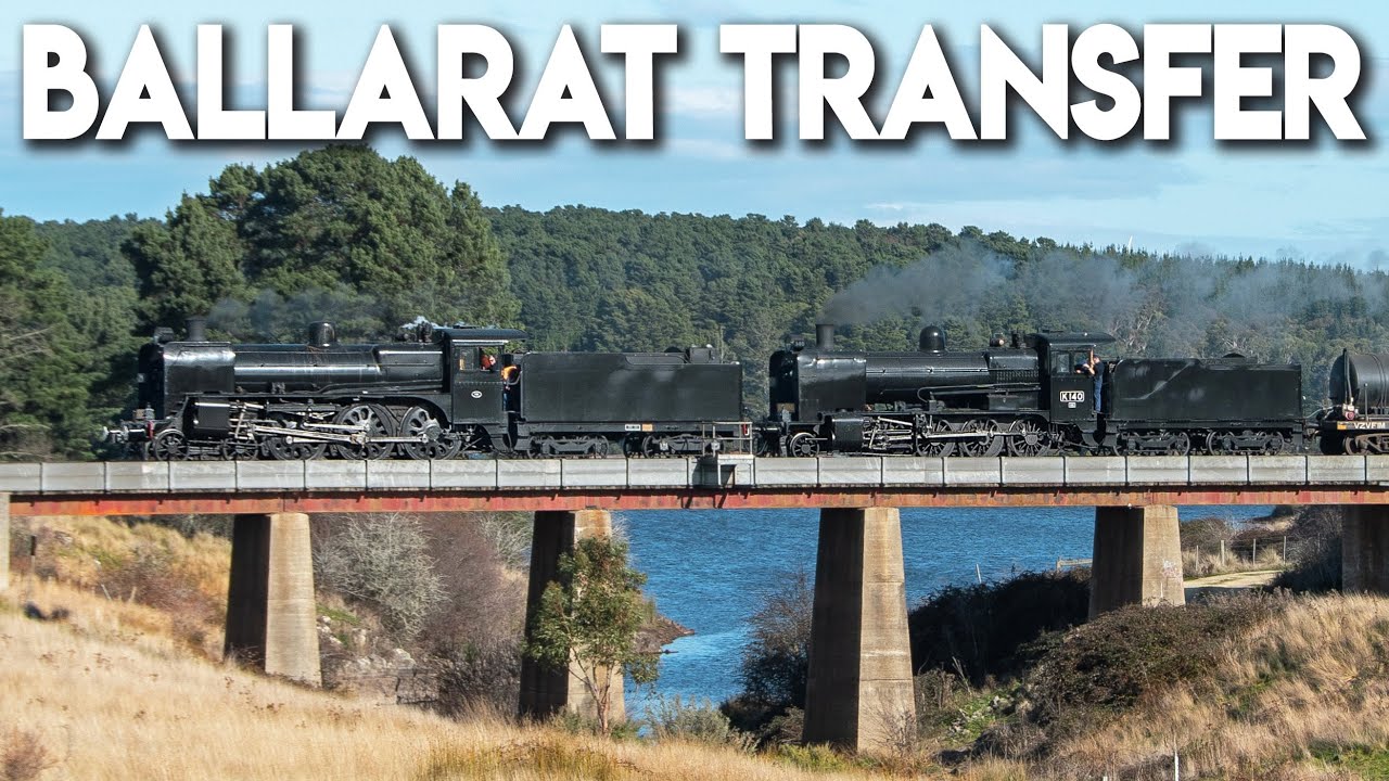 Two Steam Locomotives Descend Ingliston Bank! (Steamrail's Ballarat Transfer) | A2 986, K140, T364