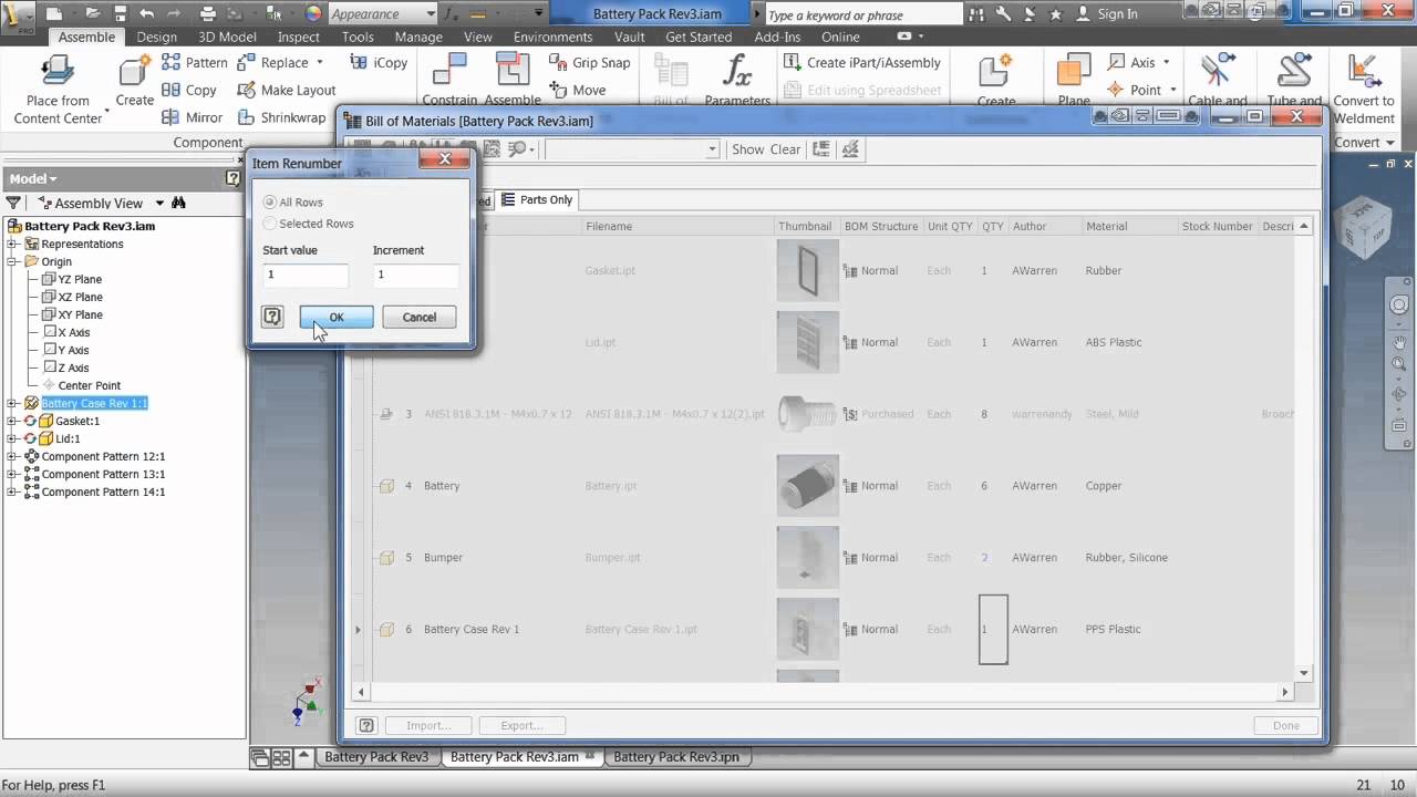 Autodesk Inventor 2013 Tutorial | Bill of Materials