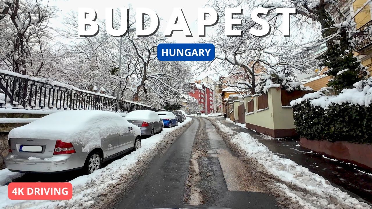 Driving Through Snowy Budapest ❄️ | From District XII to Normafa & City Center | 4K Winter Drive