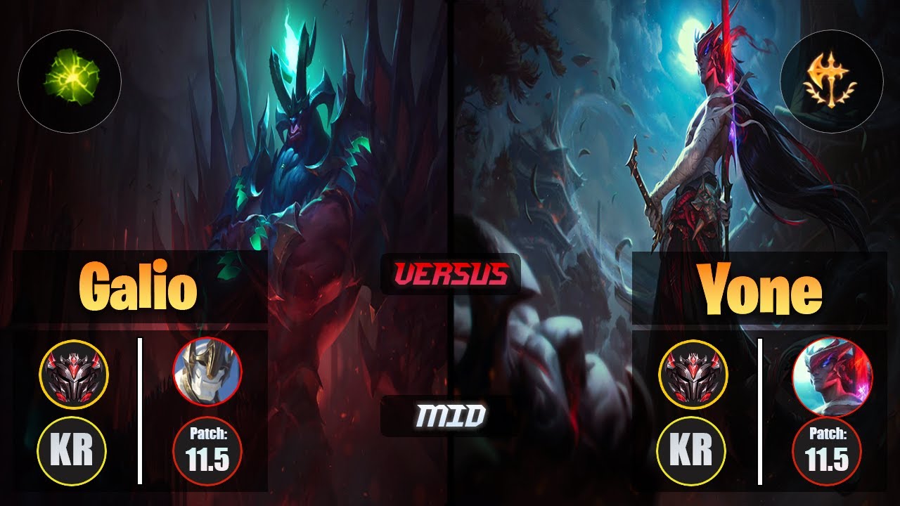 GrandMaster GALIO [Aftershock] (Mid) VS  YONE - Grandmaster KR Patch 11.5