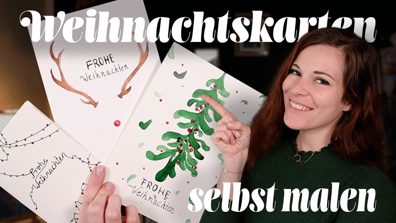 🎄Drei einfache Motivideen für Weihnachtskarten zum nachmalen🎄- DIY Kunst Tutorial