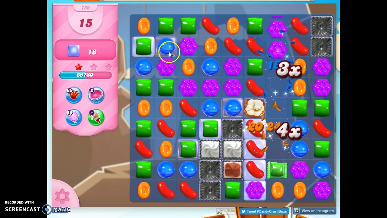 Candy Crush Level 786 Audio Talkthrough, 3 Stars 0 Boosters
