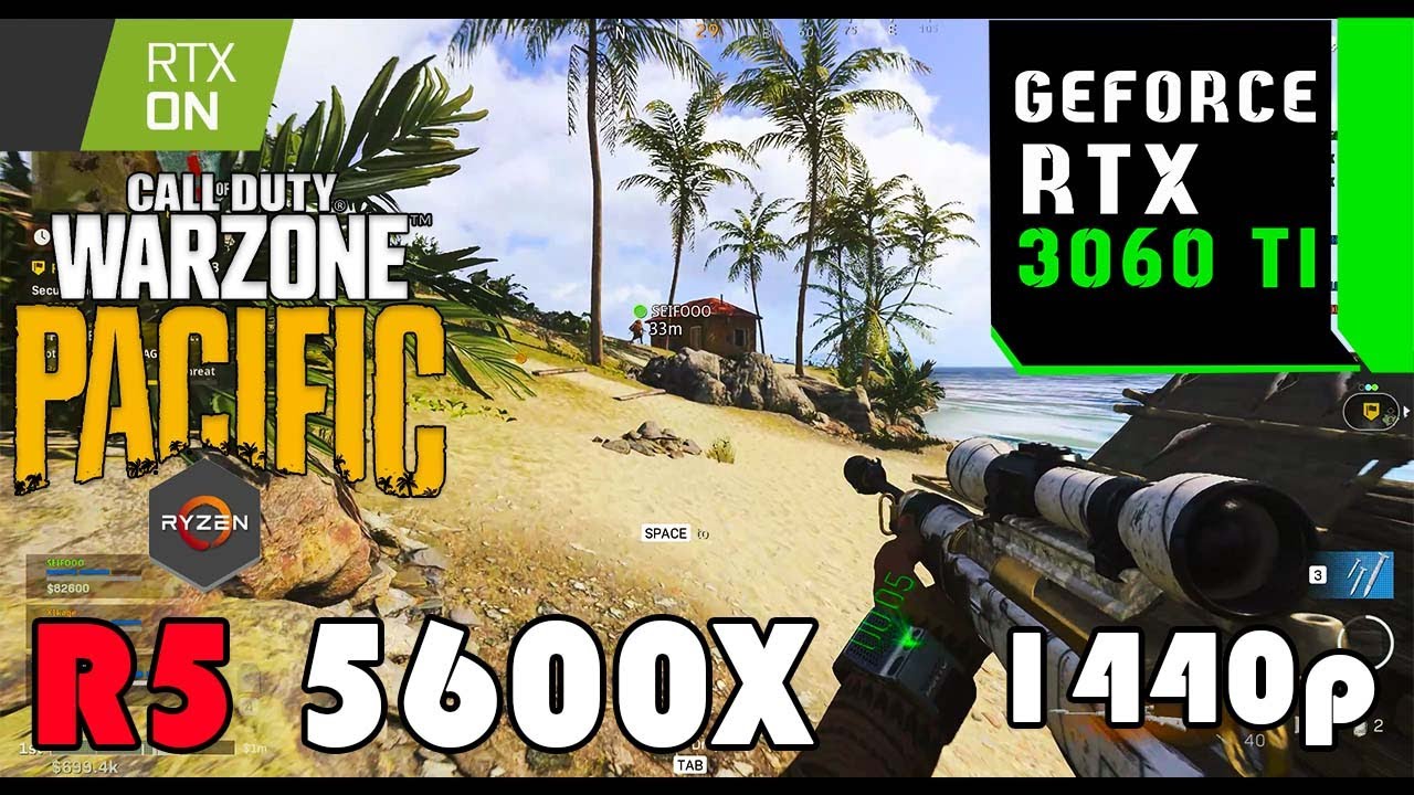 Call of Duty: Warzone Pacific (S2) RTX 3060 TI + R5 5600x - 1440p Ultra | RTX ВКЛ. | Benchmark 2022