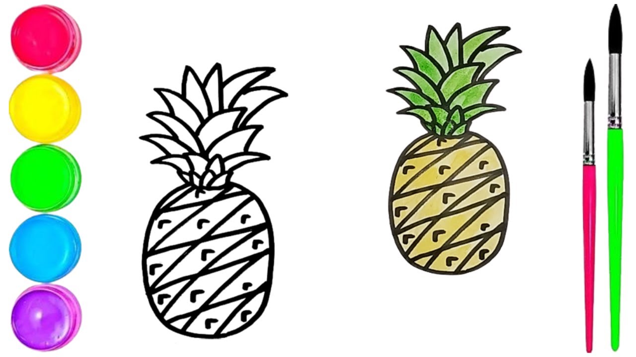 How To Draw  cute Pineapple Drawing, Painting & water Coloring For Kids and Toddlers_🌈🎨